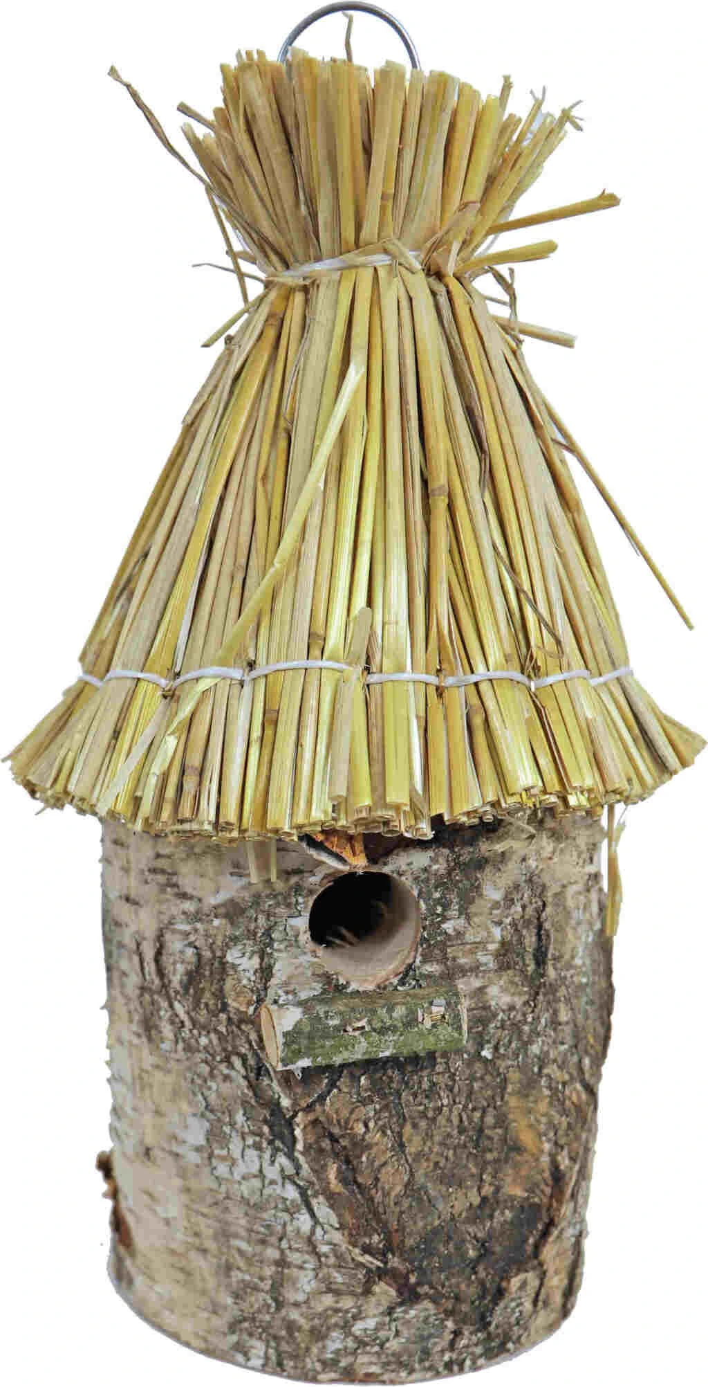 Mezenkast Rond Berken Met Stro Dak 2 Mezenkast Rond Berken Met Stro Dak - Afbeelding 2